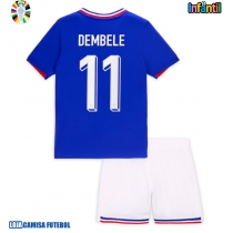 Camisa de Futebol França Ousmane Dembele #11 Equipamento Principal Infantil Europeu 2024 Manga Curta (+ Calças curtas)
